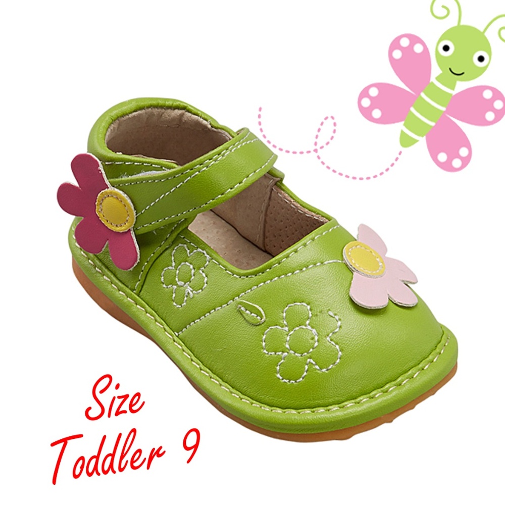 Green Daisies Squeaker Mary Jane - Girls